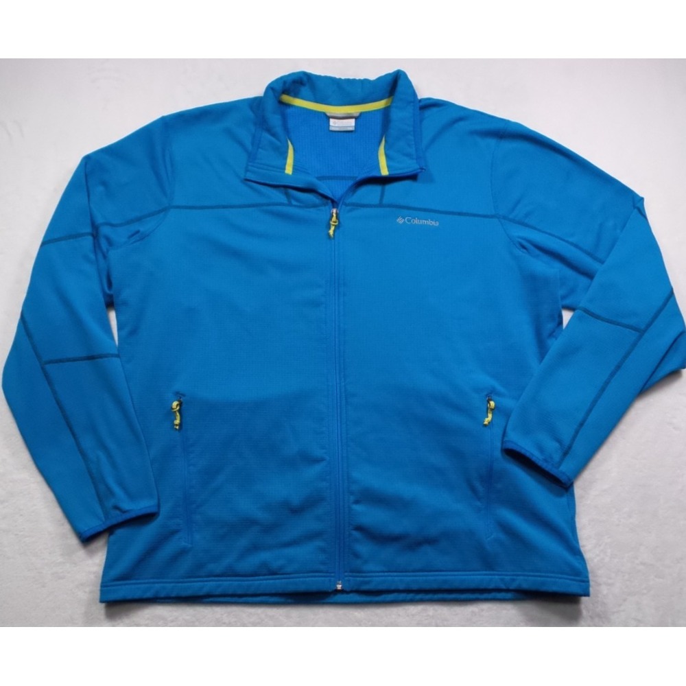 Columbia Jacket Mens‎ Size XXL Blue Full Zip Fleece Pockets Stretch Outdoor